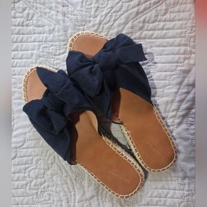 Navy Blue Canvas Espadrille Flats Size 11